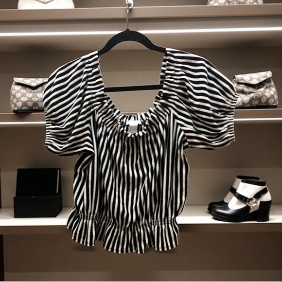 H&M Black and White Striped Blouse - Picture 1 of 4
